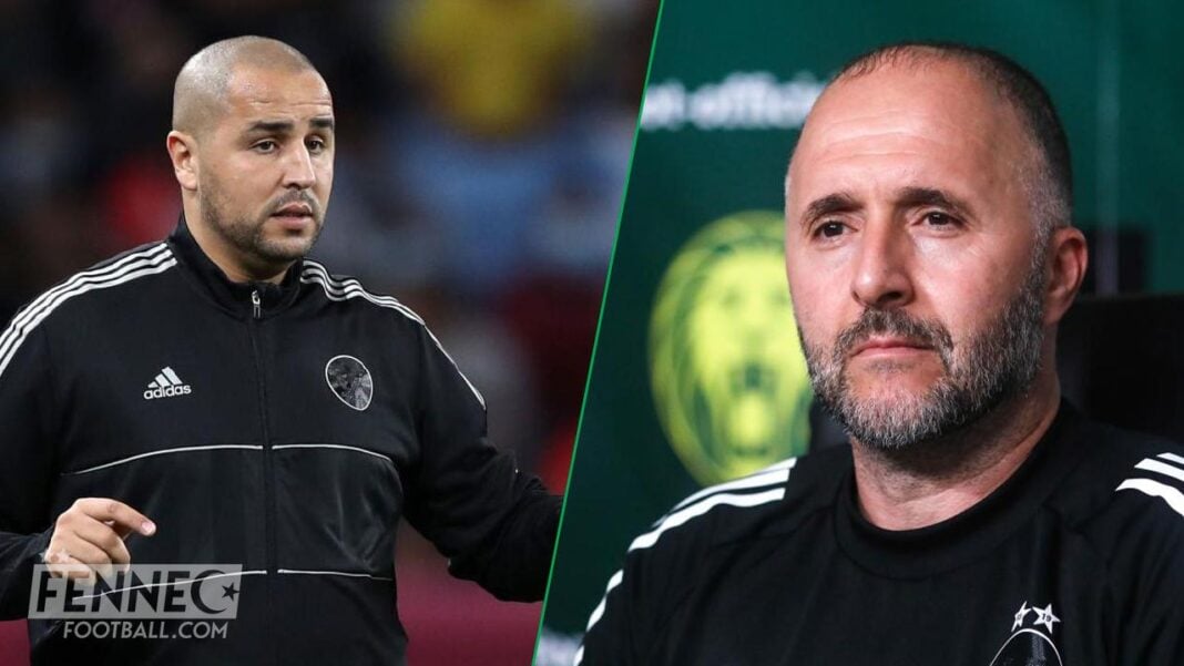 Coup de Tonnerre ! Une bombe explose entre Belmadi et Bougherra ! Image de deux entraîneurs de football en discussion intense.
