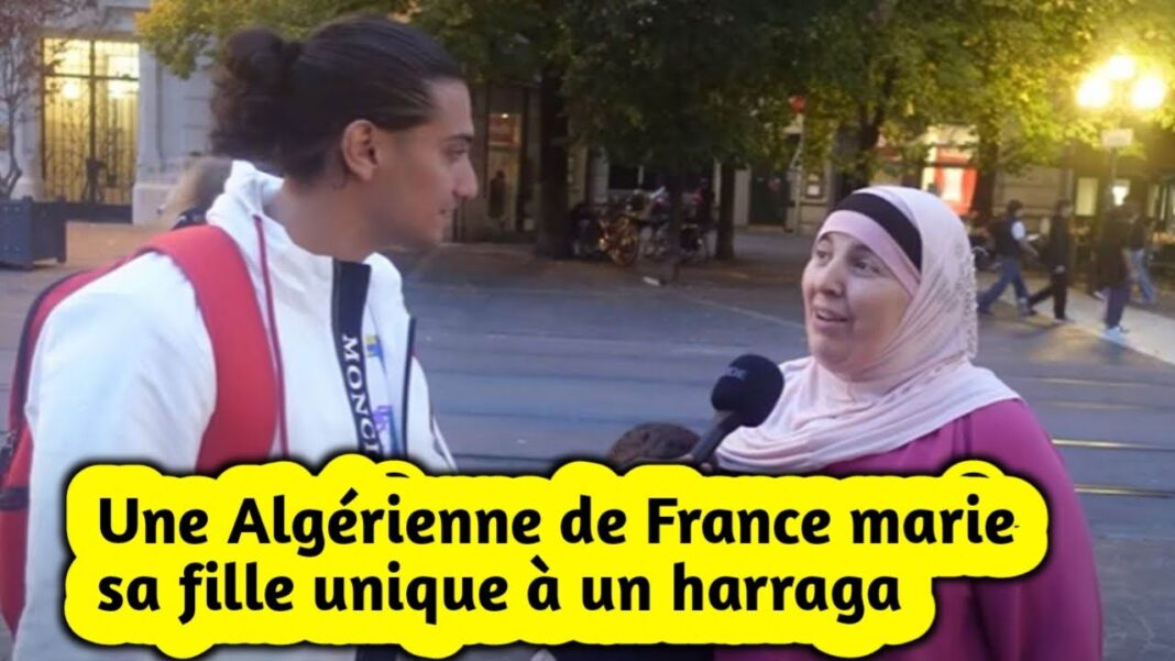 Inédit : Cette Algérienne de France donne la main de sa fille unique à un harraga Femme algérienne en France parlant à une jeune femme avec un micro.