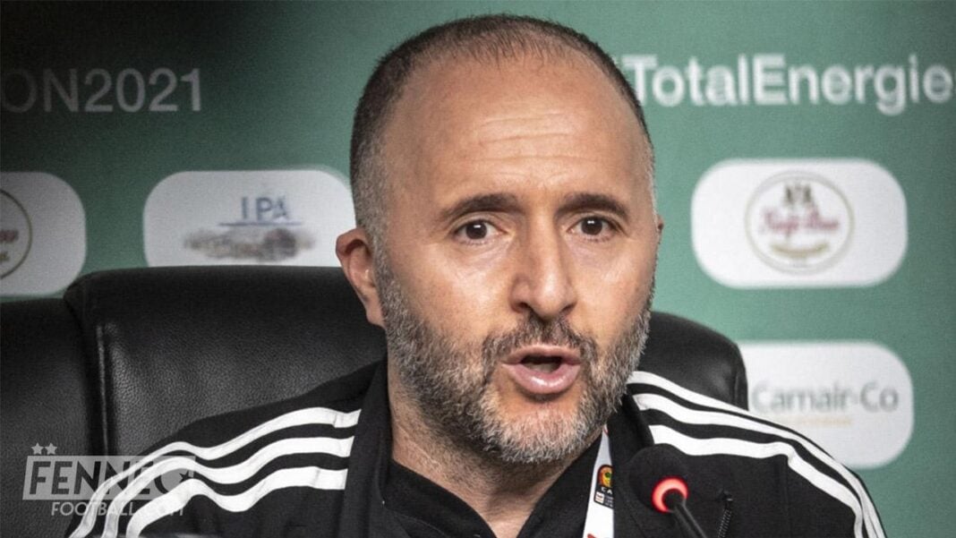 Djamel Belmadi, entraîneur de l'équipe d'Algérie, en conférence de presse.