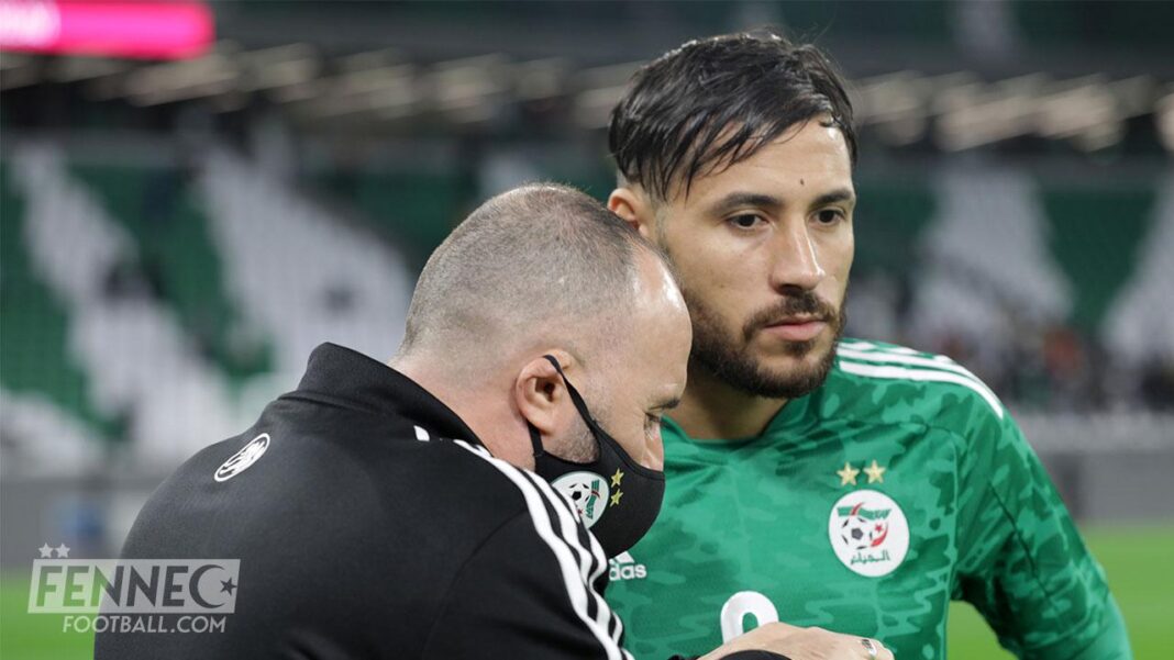 Youcef Belaili en action avec l'équipe d'Algérie Youcef Belaili lors d'un match de football avec l'équipe d'Algérie.