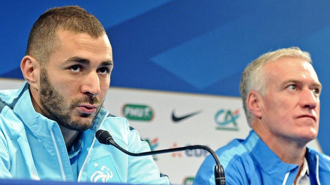 Benzema, encore de lourdes accusations contre Deschamps Karim Benzema et Didier Deschamps lors d'une conférence de presse.