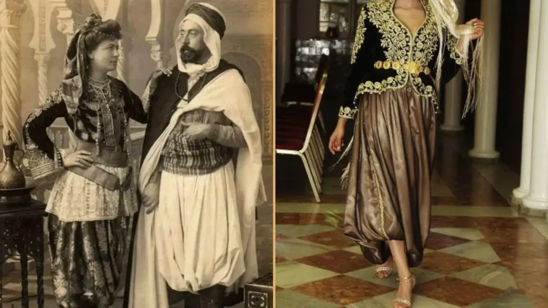 Incroyable ! Le stylisme traditionnel algérien fait le buzz en France Femme en robe traditionnelle algérienne lors d'un événement en France.