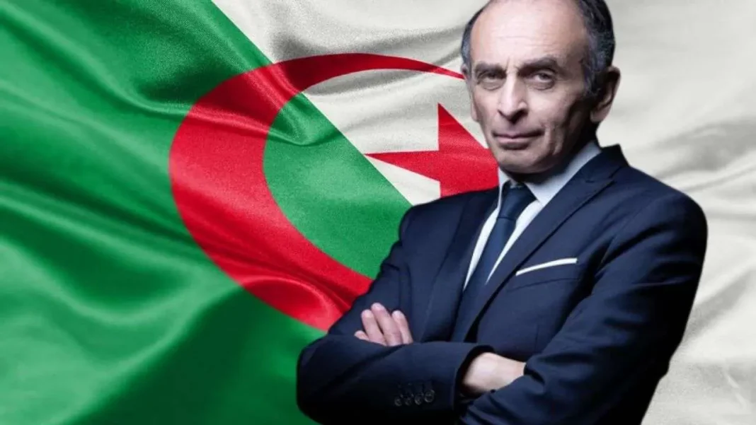 Eric Zemmour : L’Algérie était une terre chrétienne, elle a été envahie par l’islam Eric Zemmour devant un drapeau algérien, expression sérieuse.