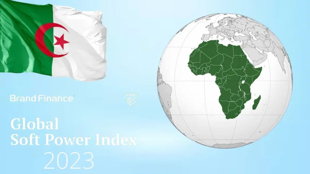 Indice de puissance douce mondial 2023 Carte de l'Afrique avec pays en vert pour l'indice de puissance douce 2023.