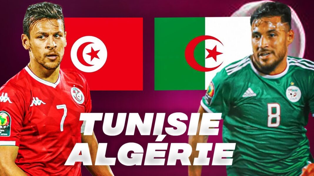 Foot : un match amical entre l’Algérie et la Tunisie Joueurs de football algérien et tunisien lors d'un match amical.