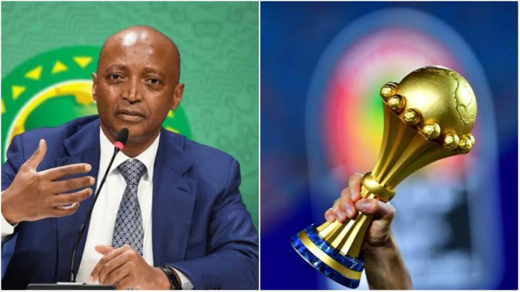 Vers une CAN 2023 en Algérie et non en Côte d’Ivoire Le président de la CAF lors d'une conférence sur le football africain.