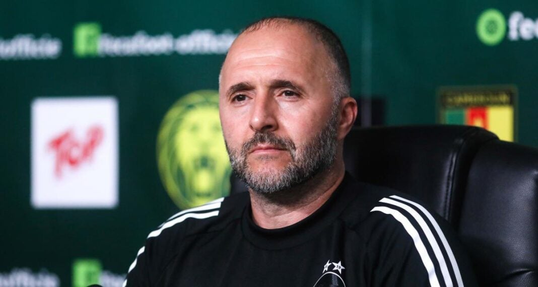 Algérie : Belmadi est mort ! Djamel Belmadi, sélectionneur de football, lors d'une conférence.