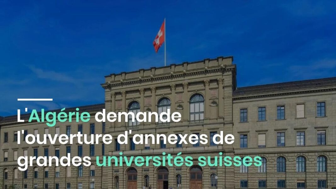 L’Algérie souhaite l’ouverture des annexes des universités de la Norvège. Bâtiment historique avec drapeau suisse en haut, symbole de coopération éducative.