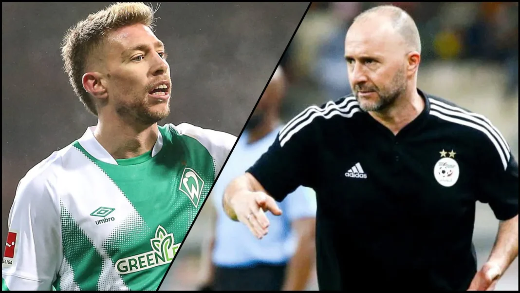 Équipe d’Algérie : Djamel Belmadi très sceptique sur le cas Mitchell Weiser Djamel Belmadi et Mitchell Weiser lors d'un match de football.