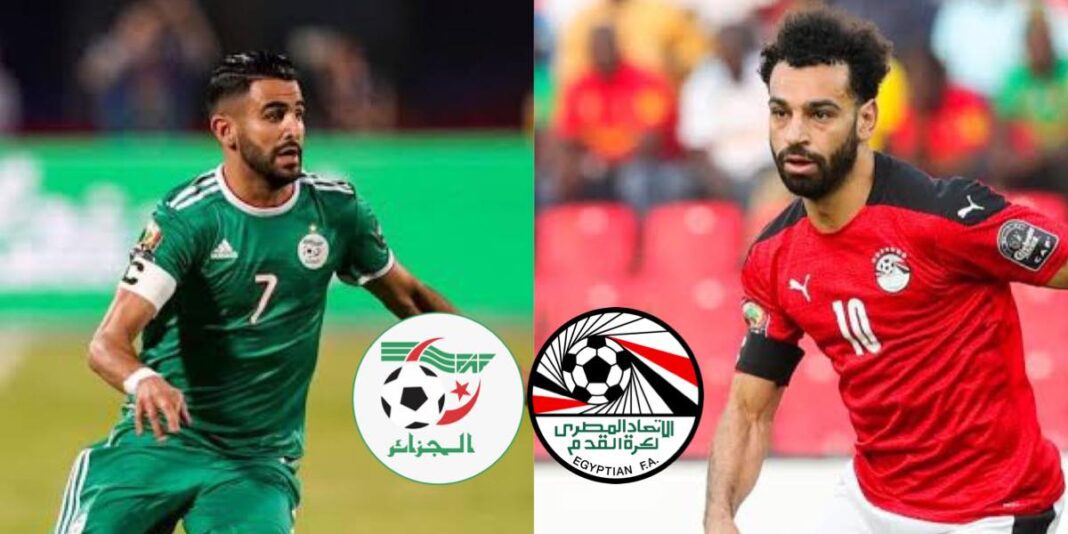 Joueur algérien en action lors du match Égypte-Algérie.