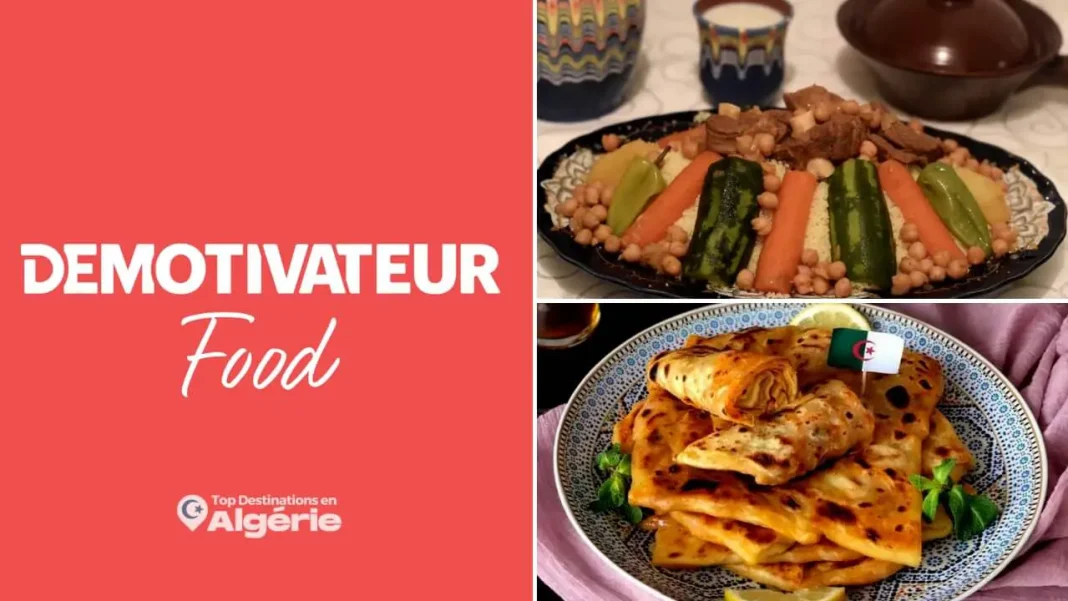 Demotivateur Food : voici les cinq plats algériens à essayer absolument Plats algériens traditionnels avec légumes et galettes de pain.