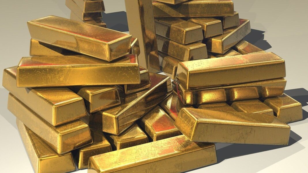 L’Algérie possède la plus grande réserve d’or en Afrique. Lingots d’or empilés, symbole de richesse et de réserve d’or.