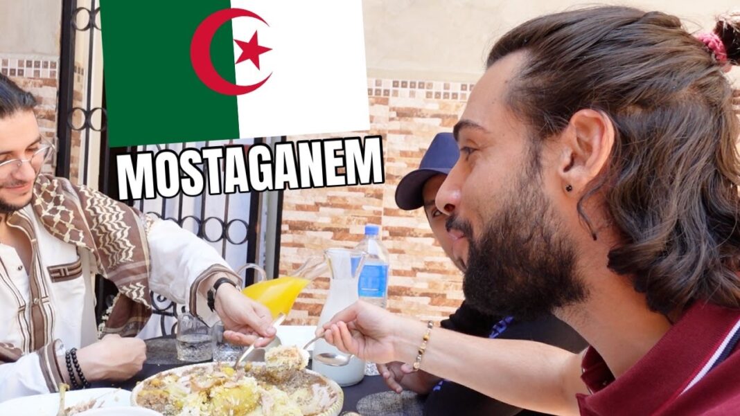 Dégustation de cuisine algérienne Groupe dégustant des plats traditionnels algériens en plein air.
