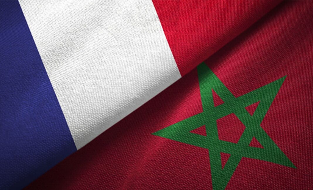 Drapeaux France et Maroc Drapeaux de la France et du Maroc côte à côte.