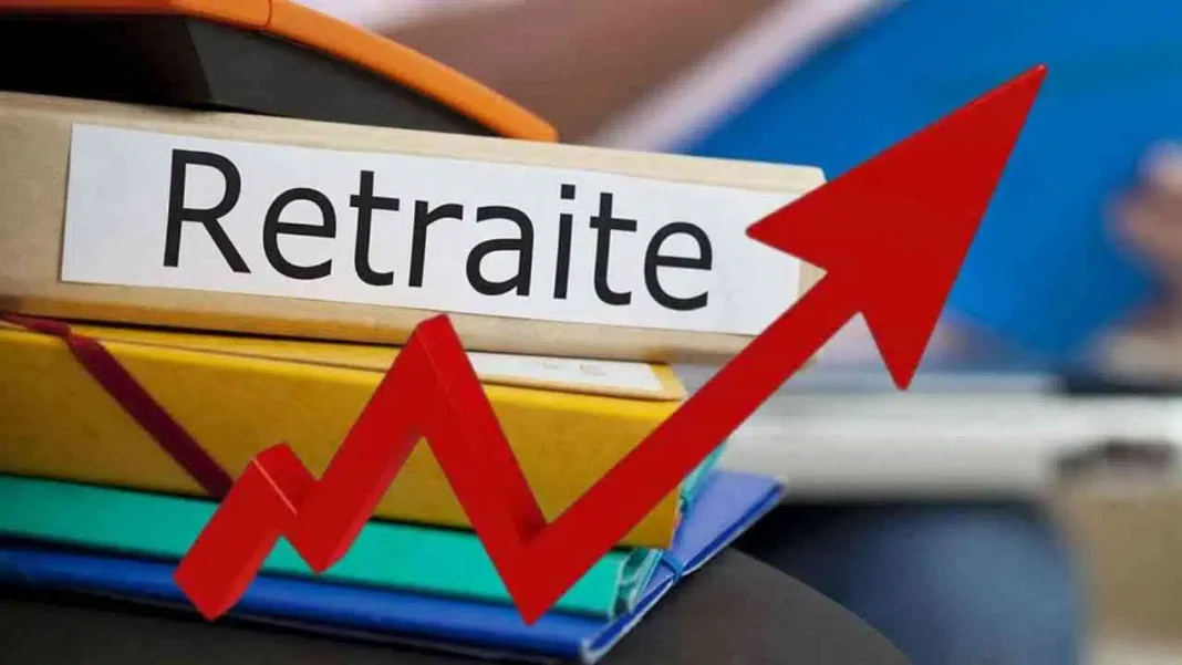 Retraite en Algérie : le mode de versement de la hausse sera effectif à partir du… Augmentation des versements de retraite en Algérie illustrée par une flèche ascendante.