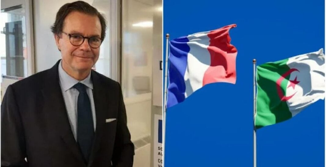 Ambassadeur de France à Alger : la nomination de Romatet confirmée Ambassadeur de France à Alger avec drapeaux français et algérien.