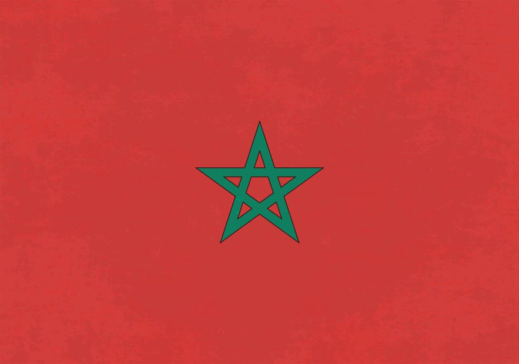 Drapeau du Maroc Drapeau du Maroc avec étoile verte sur fond rouge.