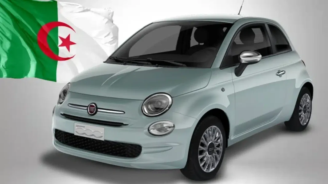 La première voiture Fiat fabriqué en Algérie sera disponible le … Voiture Fiat 500 fabriquée en Algérie avec drapeau algérien en arrière-plan.