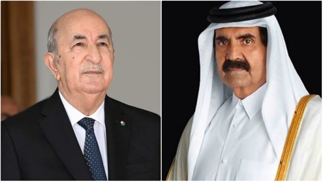 Aid-El-Adha 2023: L’Emir du Qatar transmet ses vœux au président Tebboune. Le président Tebboune et l'émir du Qatar lors d'une rencontre officielle.