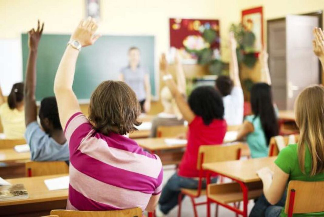 Camps de vacances dans les écoles Enfants en classe levant la main lors d'une activité scolaire.