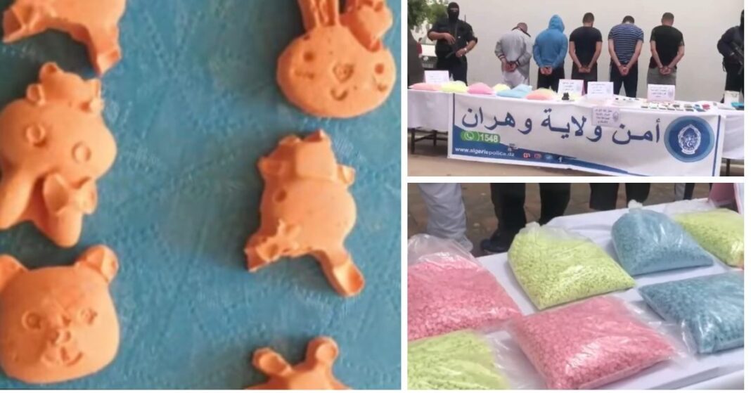 Seizure of illicit drugs in Oran Agents de police lors d'une opération de lutte contre la drogue à Oran.