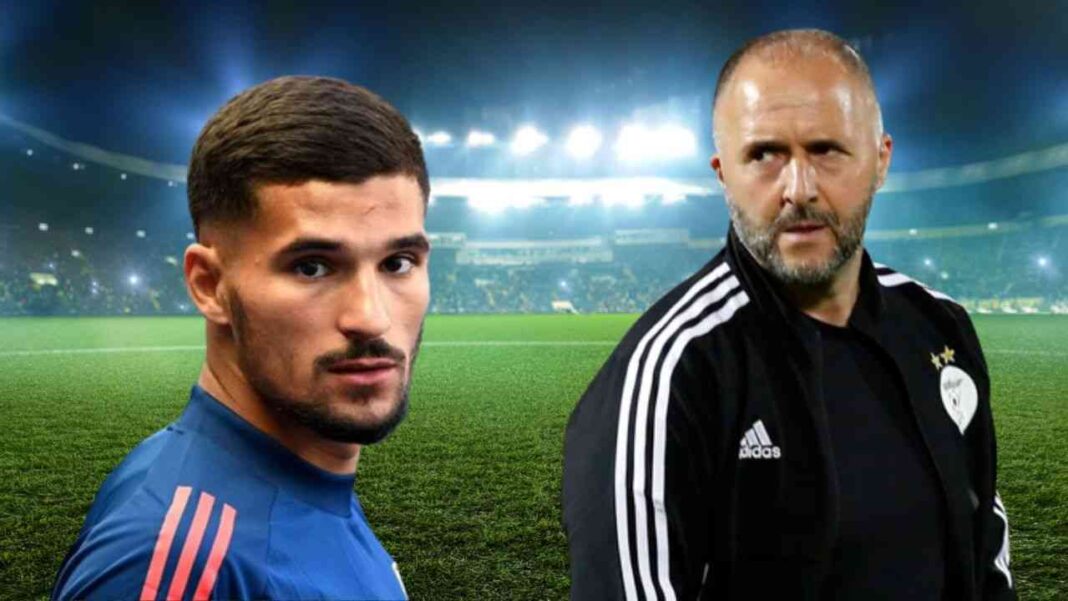 Equipe nationale : A quel poste jouera Houssem Aouar ? Houssem Aouar et son entraîneur sur le terrain de football.