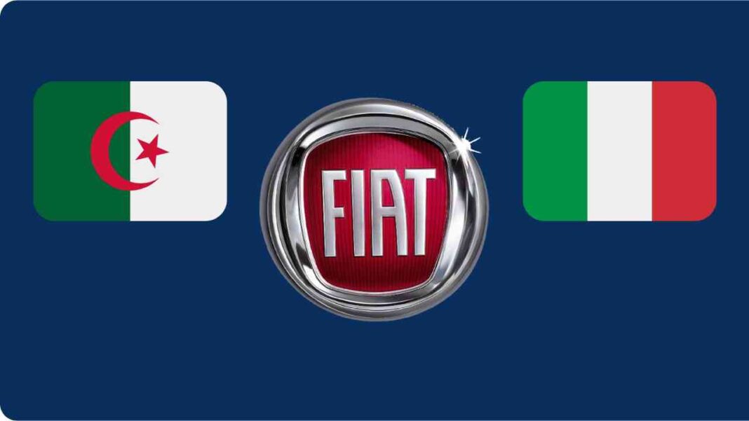 Usine Fiat en Algérie : le wali d’Oran donne des instructions fermes. Logo Fiat entre drapeaux de l'Algérie et de l'Italie.