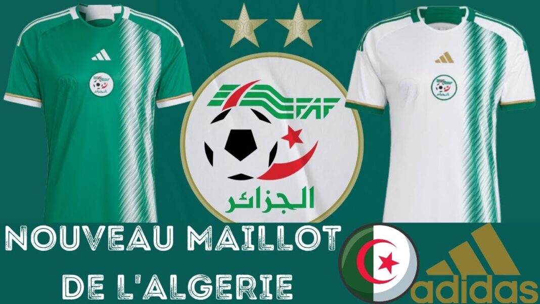 Scandale : 3 euros pour un maillot de l’équipe d’Algérie Maillots de l'équipe d'Algérie, vert et blanc, avec logo Adidas.