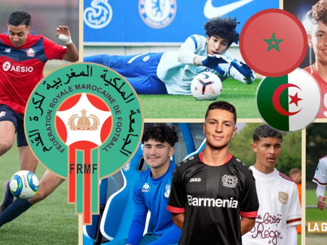 CAN 2023 : Ce joueur Algérien souhaite porter les couleurs du Maroc Jeunes joueurs de football marocains et algériens en action.