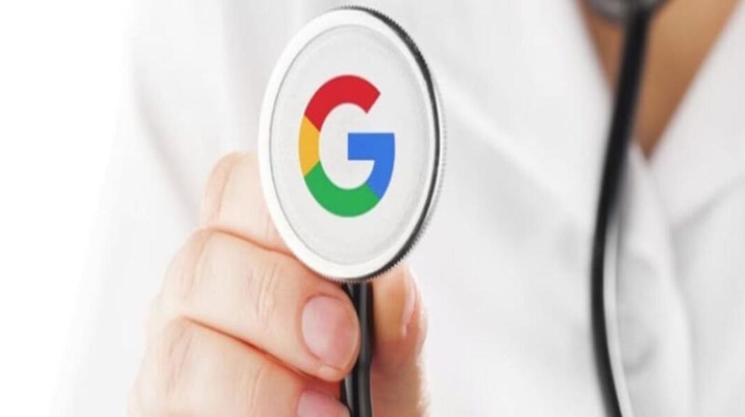 Google lance son médecin virtuel « Google Doctor » Médecin virtuel de Google avec logo Google sur stéthoscope.