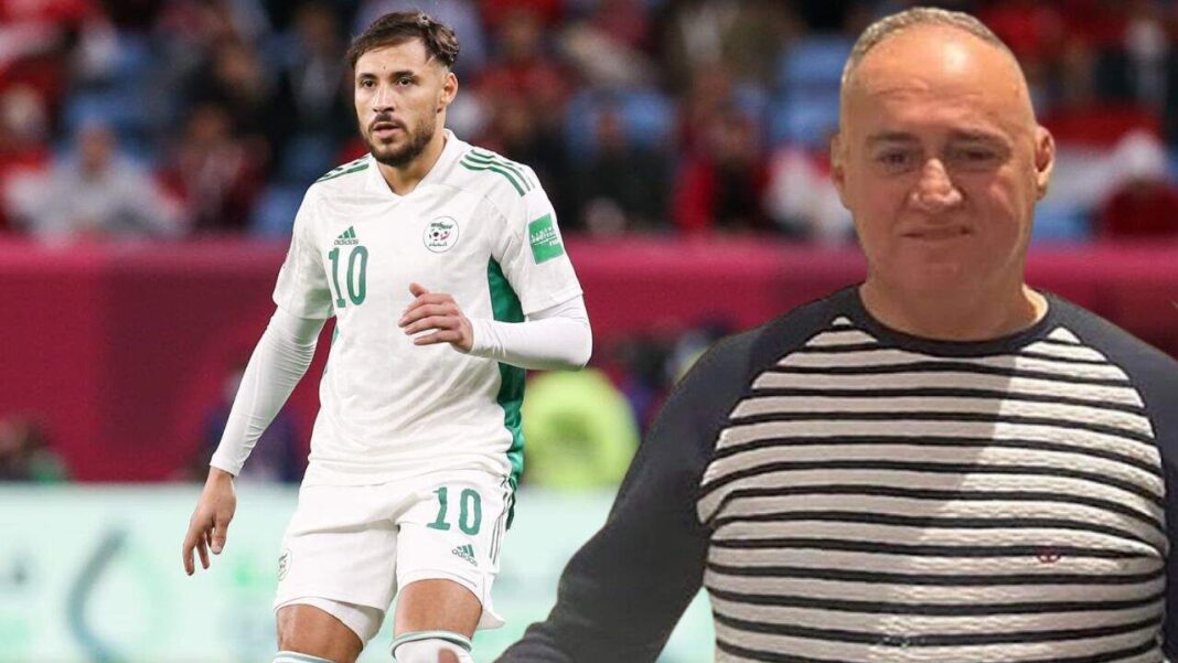 Négociations tendues pour Youcef Belaïli avec l’Espérance de Tunis : Un transfert en péril ? Youcef Belaili, joueur de football algérien, en pleine action sur le terrain.