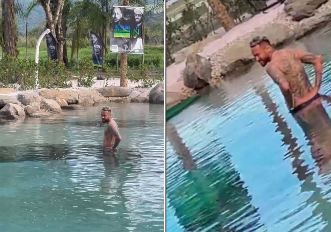 Neymar condamné à 3 millions d’euros d’amende pour une étrange raison Homme nageant dans une piscine naturelle en plein air.