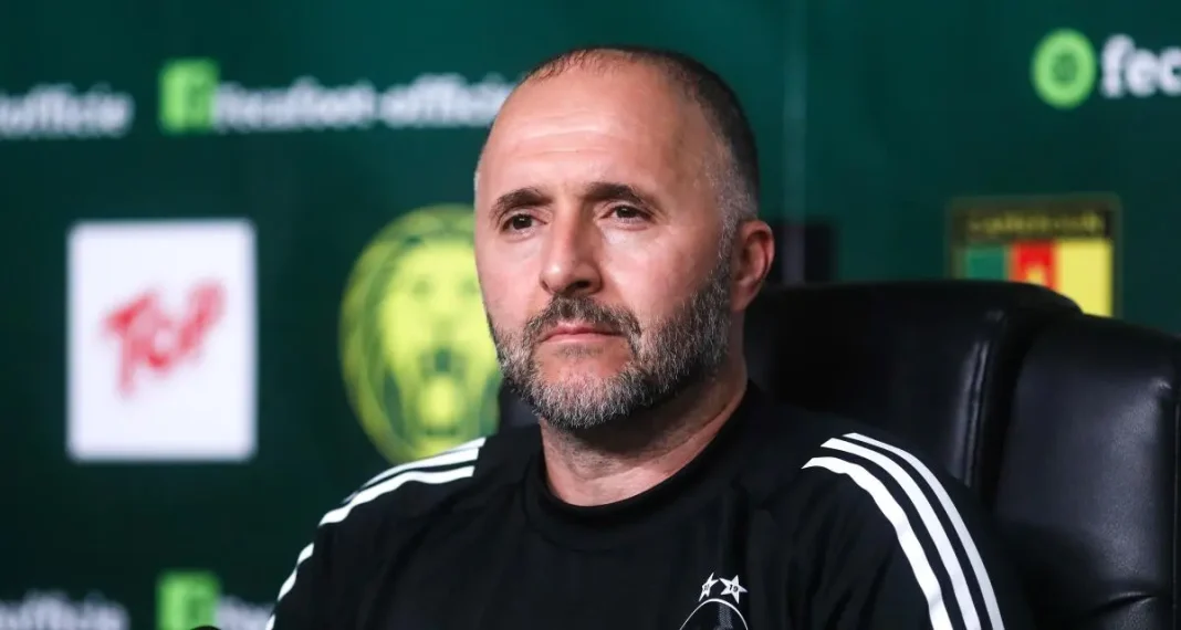 Saudi Pro League : Amir Sayoud met Djamel Belmadi devant les faits Belmadi, entraîneur de l'équipe d'Algérie lors d'une conférence de presse.
