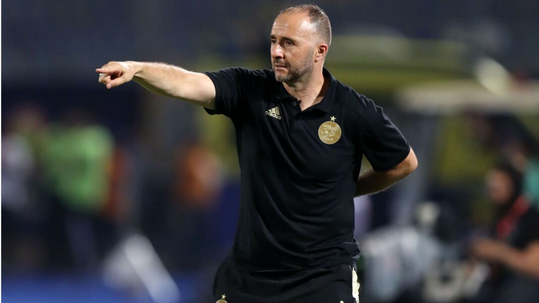 Djamel Belmadi Envisage le retour de quatre champions d’Afrique pour la CAN 2024 Djamel Belmadi, entraîneur de football, donnant des instructions sur le terrain.