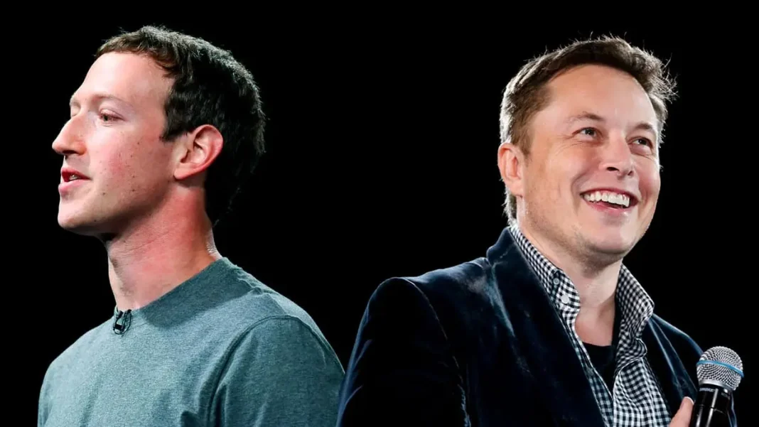 Ex-Twitter vs Meta : Mark Zuckerberg et Elon Musk en combat MMA cette date Mark Zuckerberg et Elon Musk lors d'un événement MMA.