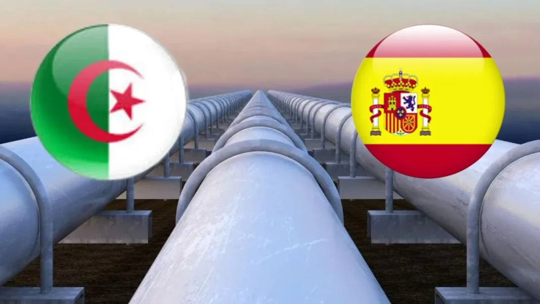 L’Algérie reste le premier fournisseur de Gaz en Espagne Gazoducs reliant l'Algérie à l'Espagne avec drapeaux.