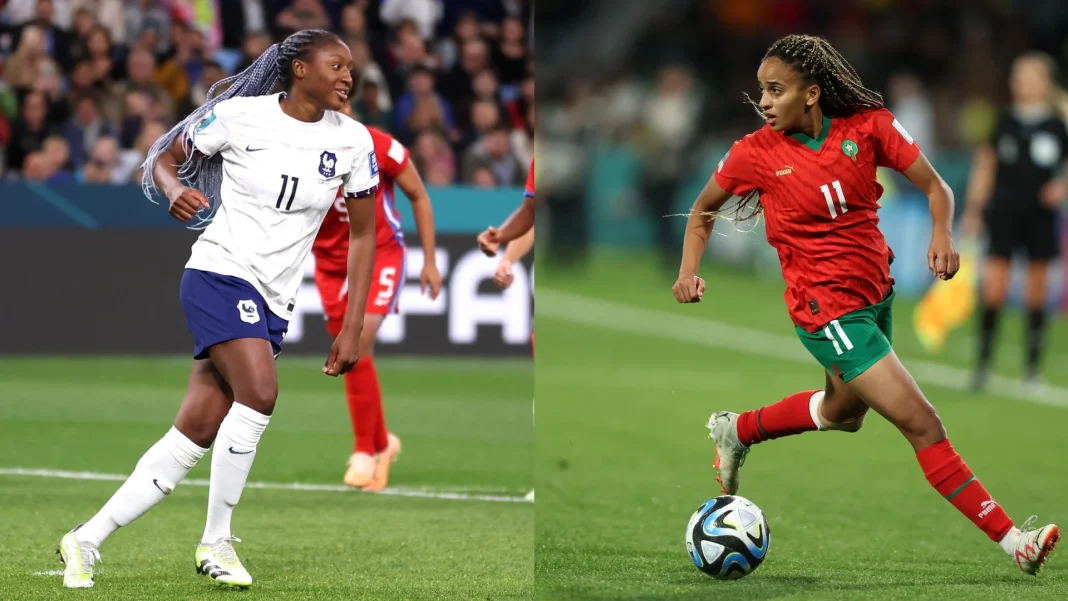 Coupe du monde féminin : Suivez le match Maroc-France à 12 h (heure marocaine) ici Joueuses marocaines et françaises en action lors d'un match de football féminin.
