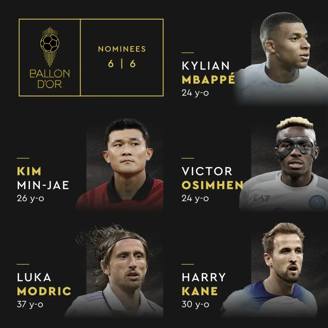 Ballon d'Or 2023 : Nominés africains Nominés africains pour le Ballon d'Or 2023, Kylian Mbappé, Kim Min-Jae, Victor Osimhen, Luka Modric,.