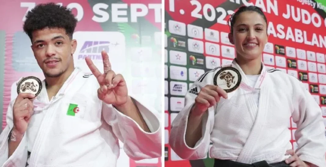Championnats d’Afrique de Judo 2023 : Deux médailles d’or pour l’Algérie Deux judokas algériens avec leurs médailles d'or à Casablanca.