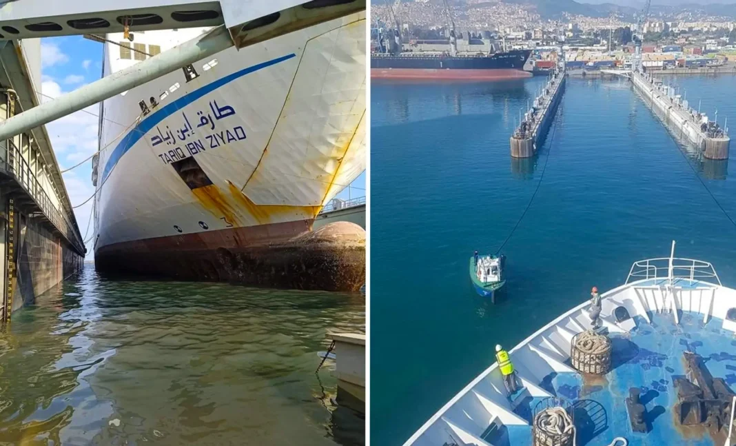 Algérie Ferries en quête de chantiers de réparation pour ses car-ferries Ferries en réparation dans un port algérien, vue de dessous.