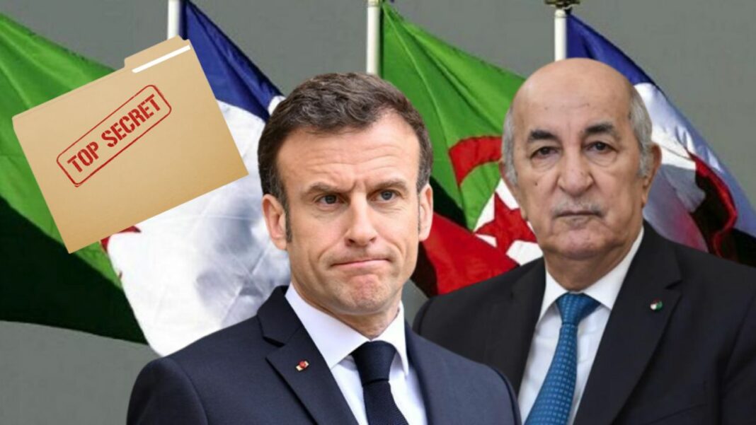 Macron et Tebboune lors d'une rencontre officielle secrète.