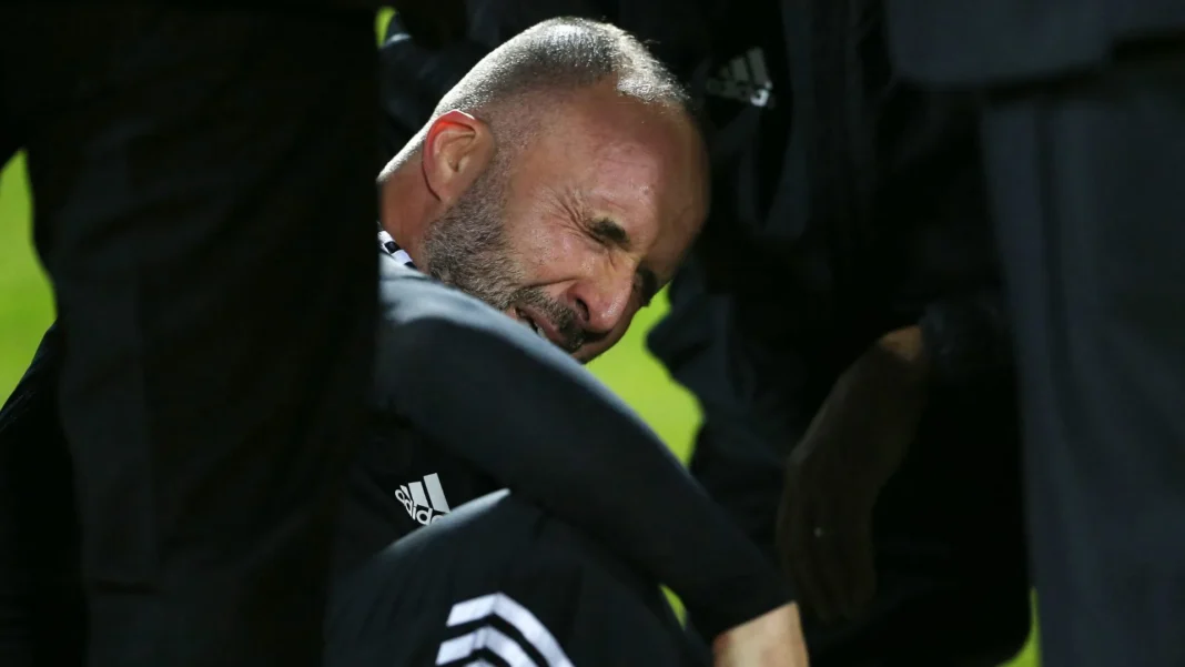 Équipe d’Algérie : La grosse inquiétude de Djamel Belmadi Djamel Belmadi souriant lors d'une séance d'entraînement de football.