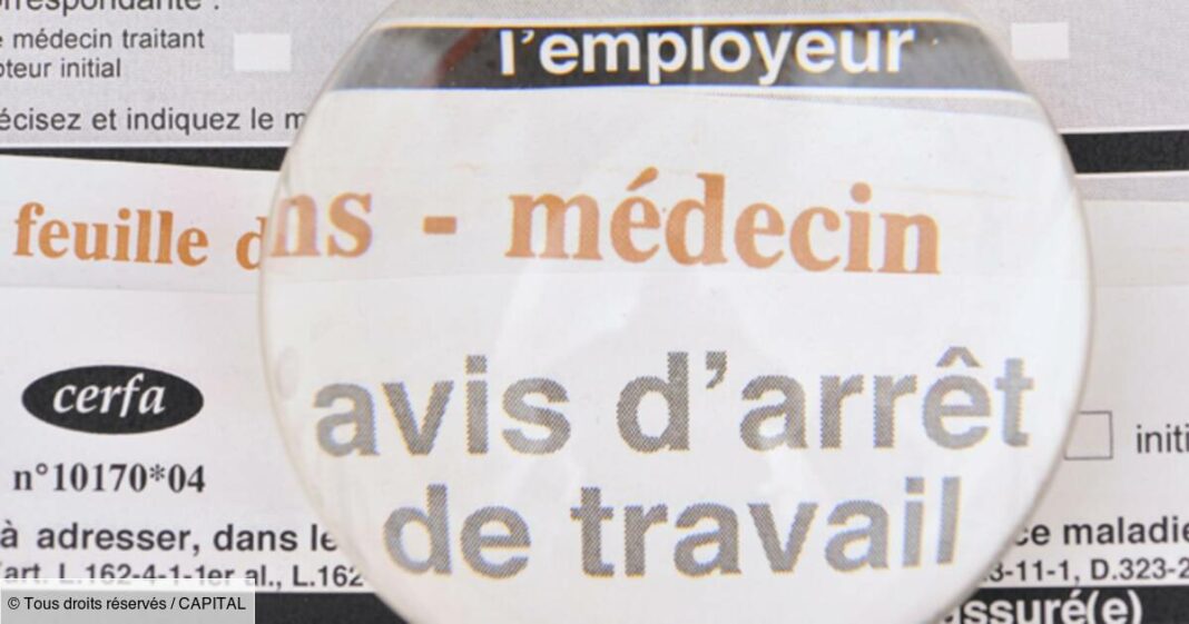 Avis d'arrêt de travail médical pour salariés en France.