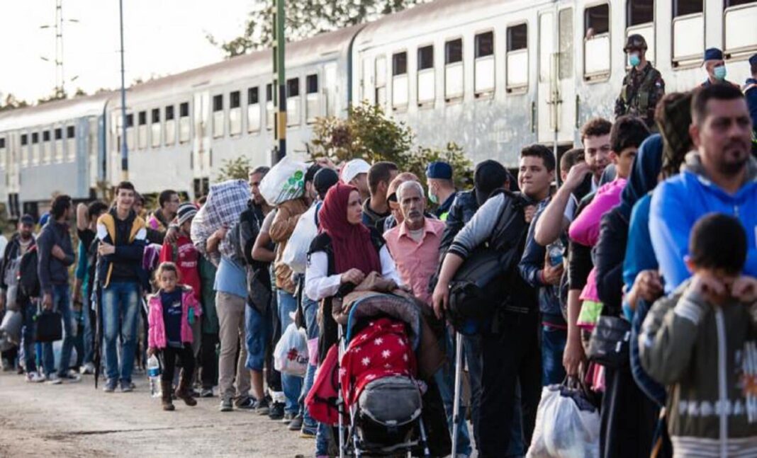 La France nomme un Conseiller Diplomatique pour accélérer les expulsions des sans-papiers Groupe de migrants faisant la queue près d'un train en France.
