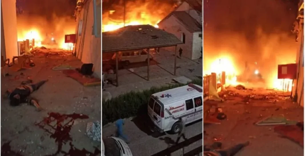 Incendie à Gaza lors d'une attaque Incendie dans une zone résidentielle à Gaza après une attaque.