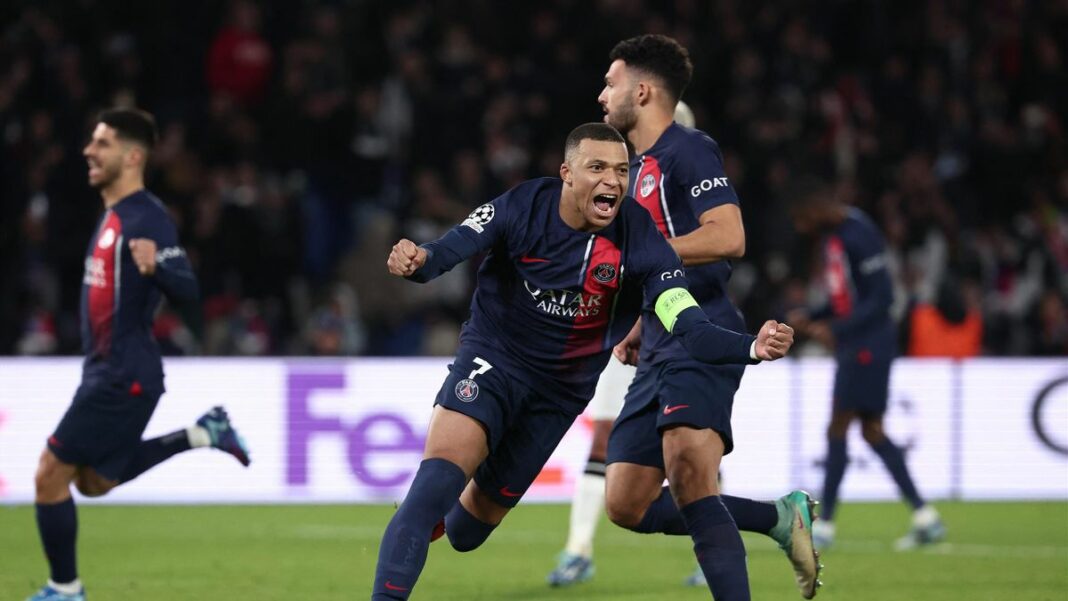 Épopée Européenne du PSG : Nul tendu contre Newcastle (1-1), l’espoir maintenu pour la dernière journée Joueurs du PSG en célébration après un but lors du match contre Newcastle.