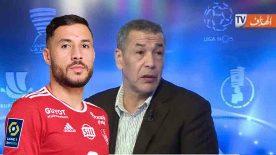 Youcef Belaili et un analyste sportif lors d'une émission télévisée.