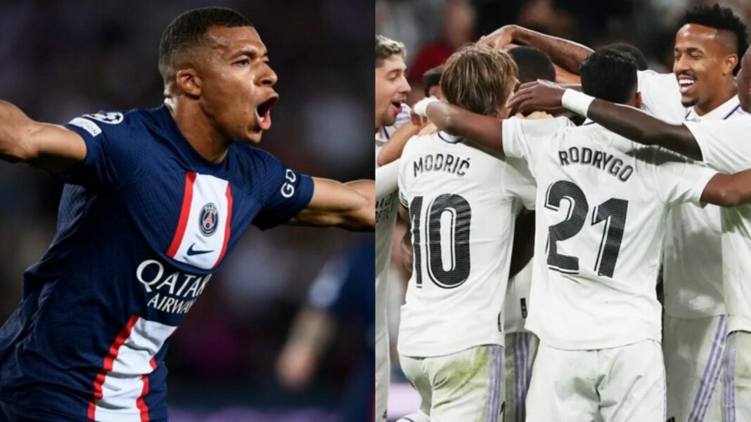 Kylian Mbappé signera au Real Madrid : L’annonce qui secoue le monde du football ! Kylian Mbappé célèbre avec ses coéquipiers du PSG.