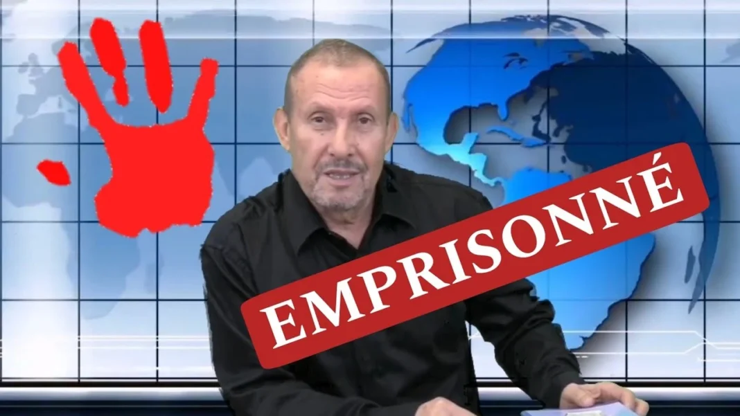 Urgent! Mohand Taferka, sous mandat de dépôt Mohand Taferka, homme en détention, devant un fond mondial.