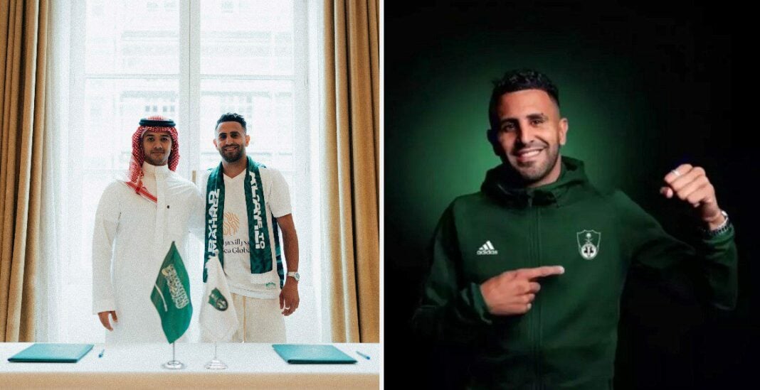 Riyad Mahrez meilleur joueur du Moyen-Orient ? Riyad Mahrez en tenue de sport, souriant et montrant un signe de victoire.
